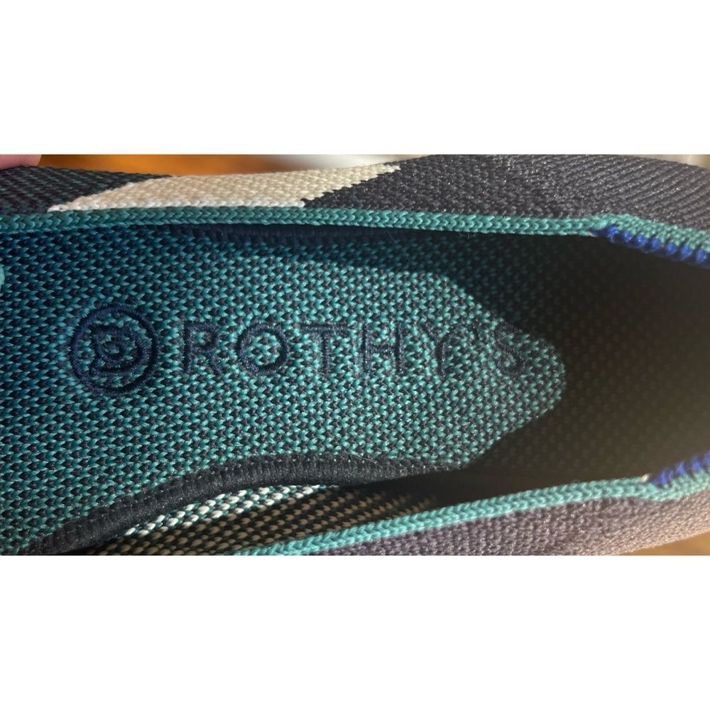 Rothy's Spruce Prep Loafer Women's Size 6.5 
Green, Navy, and White - Picture 10 of 13